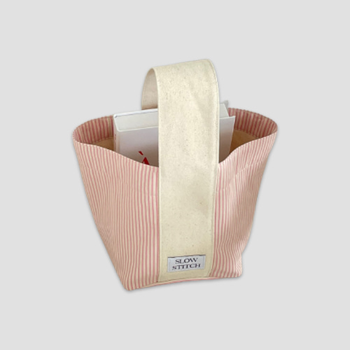 [슬로우스티치] slowstitch tote bag small - pink stripe (재입고)